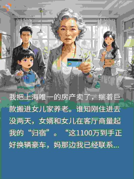 我卖房住女儿家，女婿要把我送养老院？外孙一句话他懵