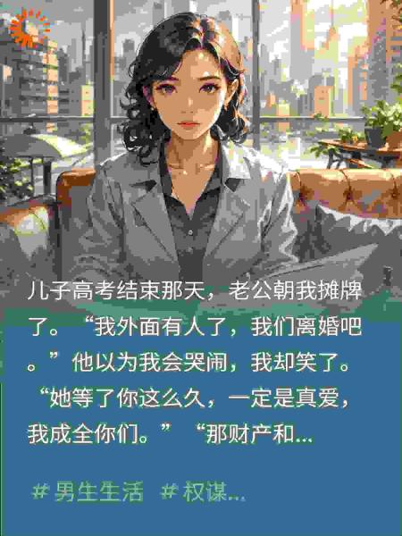 儿子高考结束，老公坦白出轨并提出离婚，我却笑了
