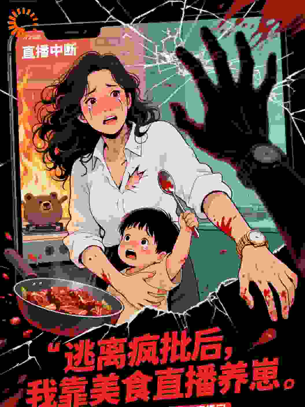 逃离疯批后，我靠美食直播养崽