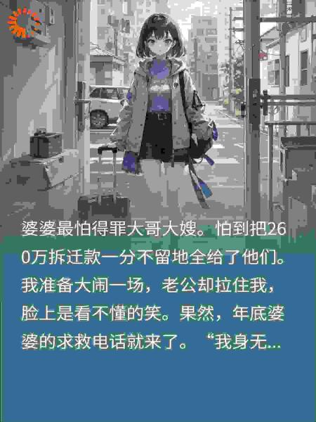 260万拆迁款全给大嫂，老公甩出地址，婆婆当场急疯