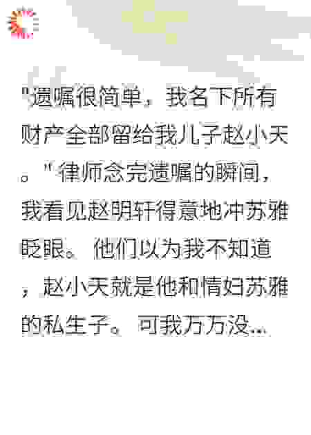 老公立遗嘱给私生子后被天道灭了