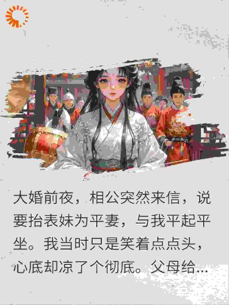 大婚前夜，相公要抬平妻？我：没事，换个相公不就行了