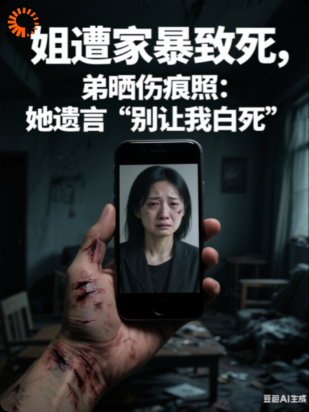姐遭家暴致死，弟晒伤痕照：她遗言“别让我白死”