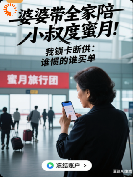 婆婆带全家陪小叔度蜜月，我锁卡断供：谁惯的谁买单