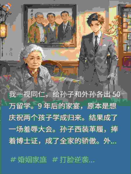 外孙留学9年归来，被我儿媳骂乞丐，他一句话全家炸锅