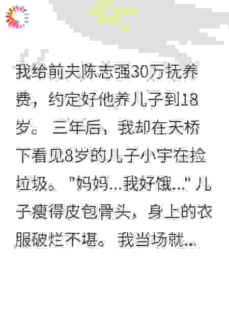 30万抚养费换来儿子流浪街头