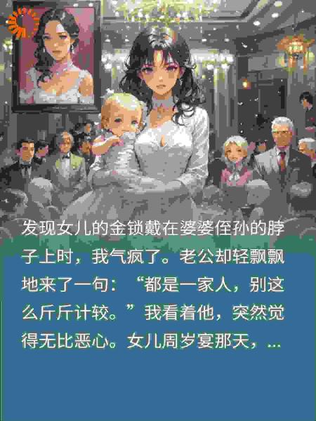 婆婆偷女儿金锁给侄孙，宴会上我贴脸开大，婆家悔疯
